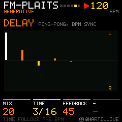 DELAY page: ping-pong delay taps